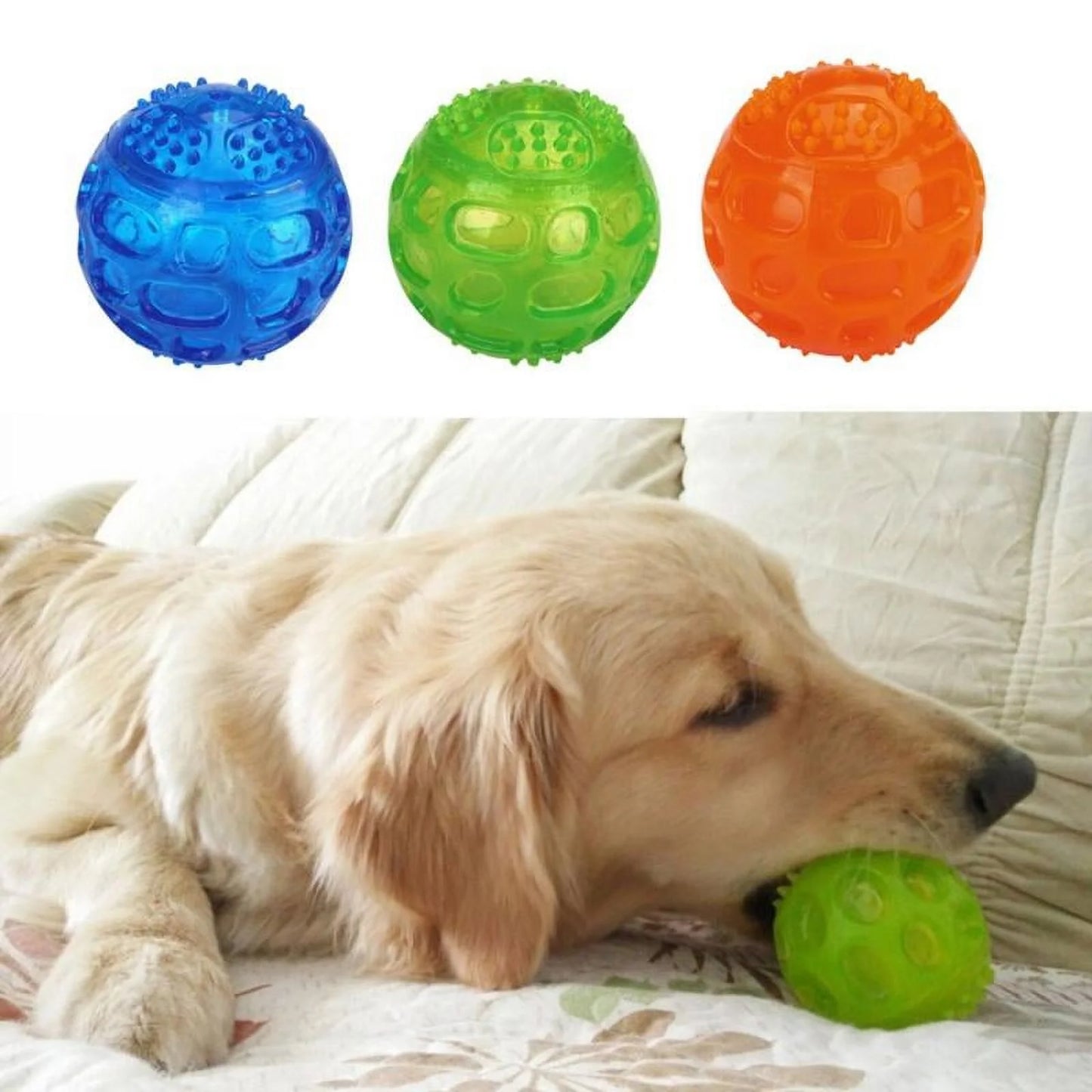 Pet Squeak Chew Bouncy Rubber Toy Ball