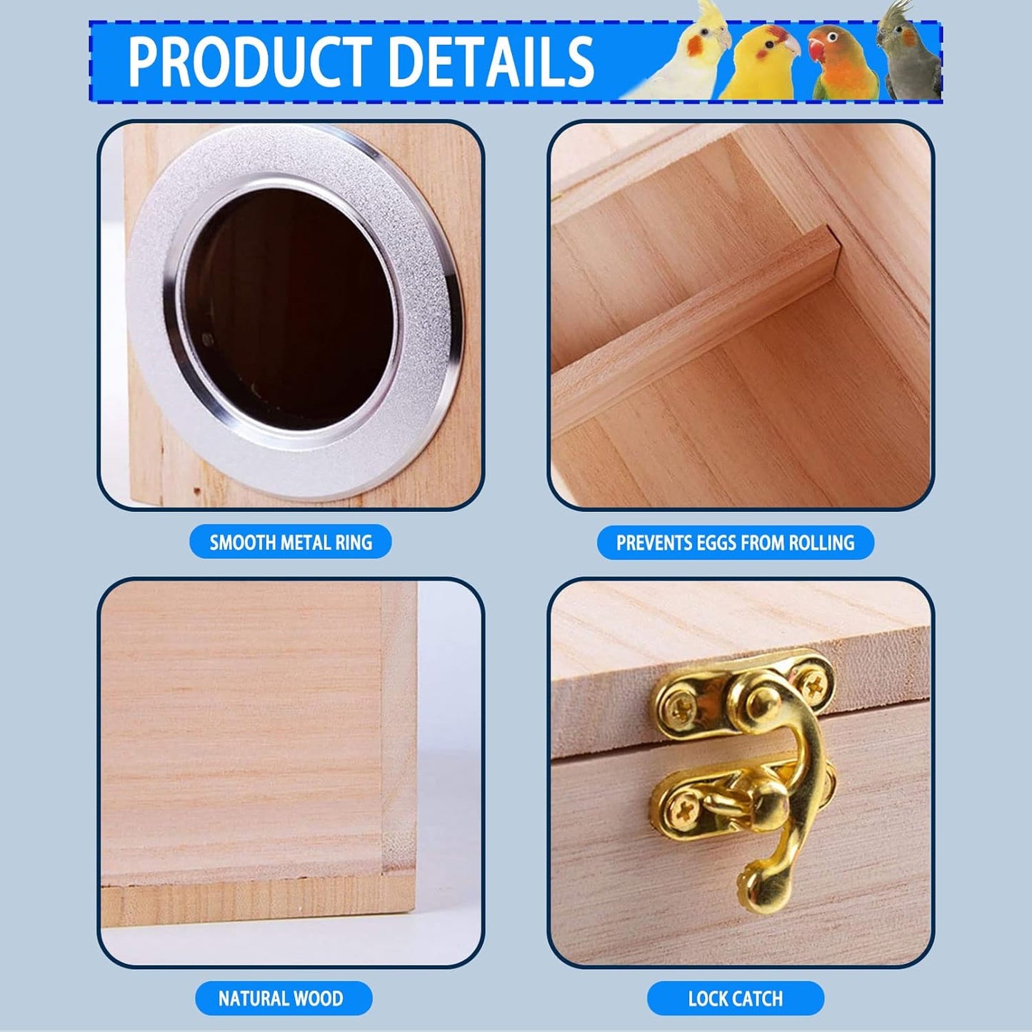 Wooden Budgie Bird Breeding Nest House
