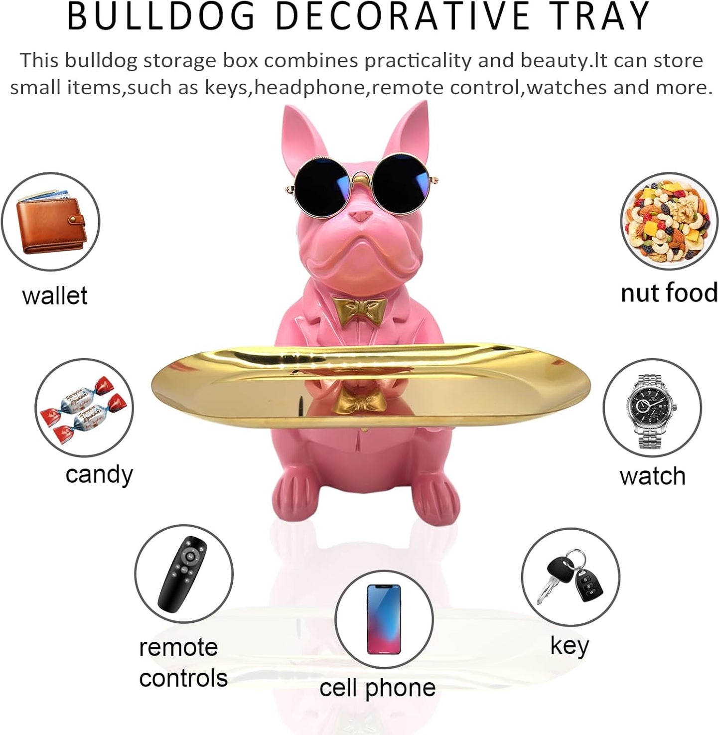 Sitting Bulldog Statue Tray