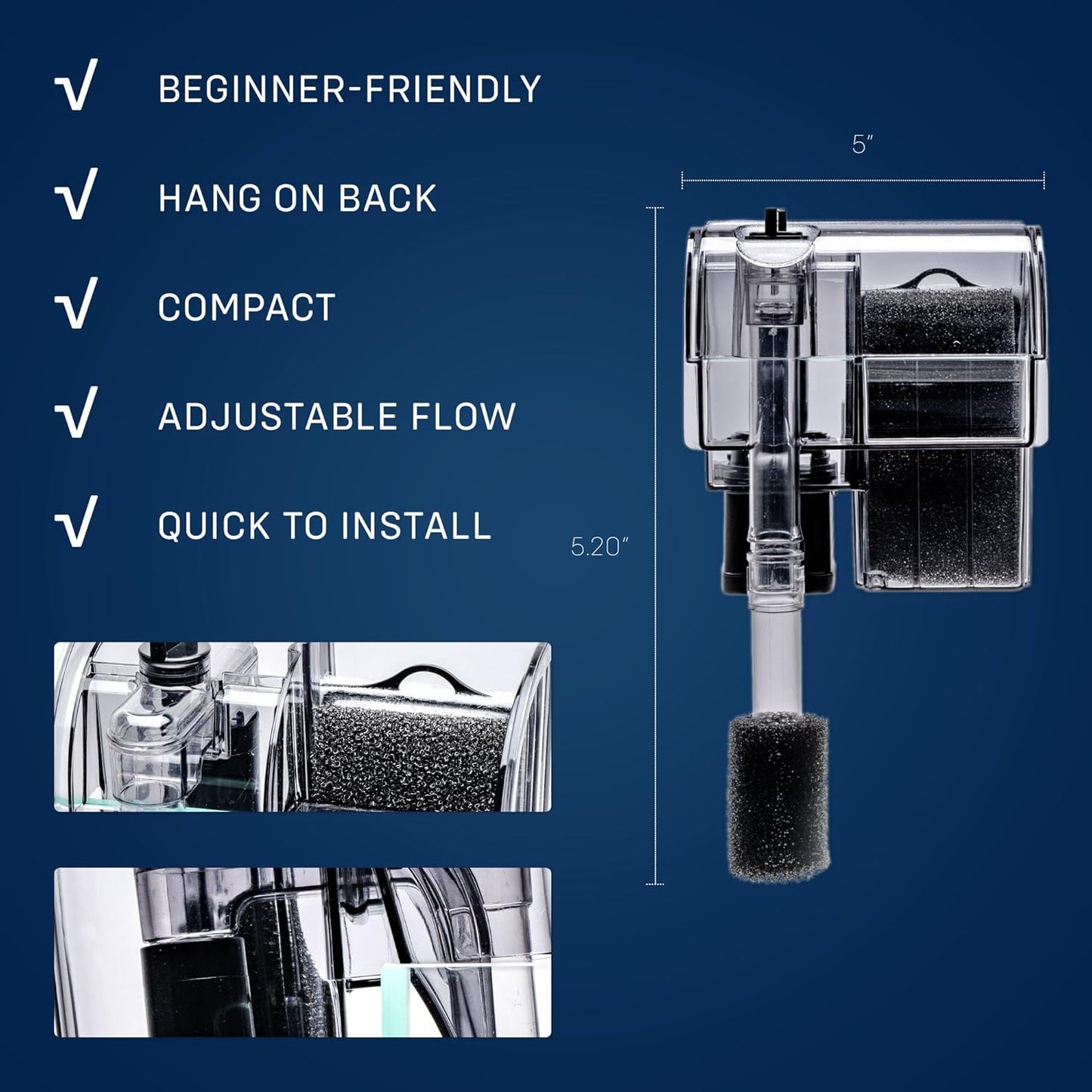 Ultra-Quiet Aquarium Fish Tank Filter