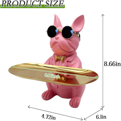 Sitting Bulldog Statue Tray