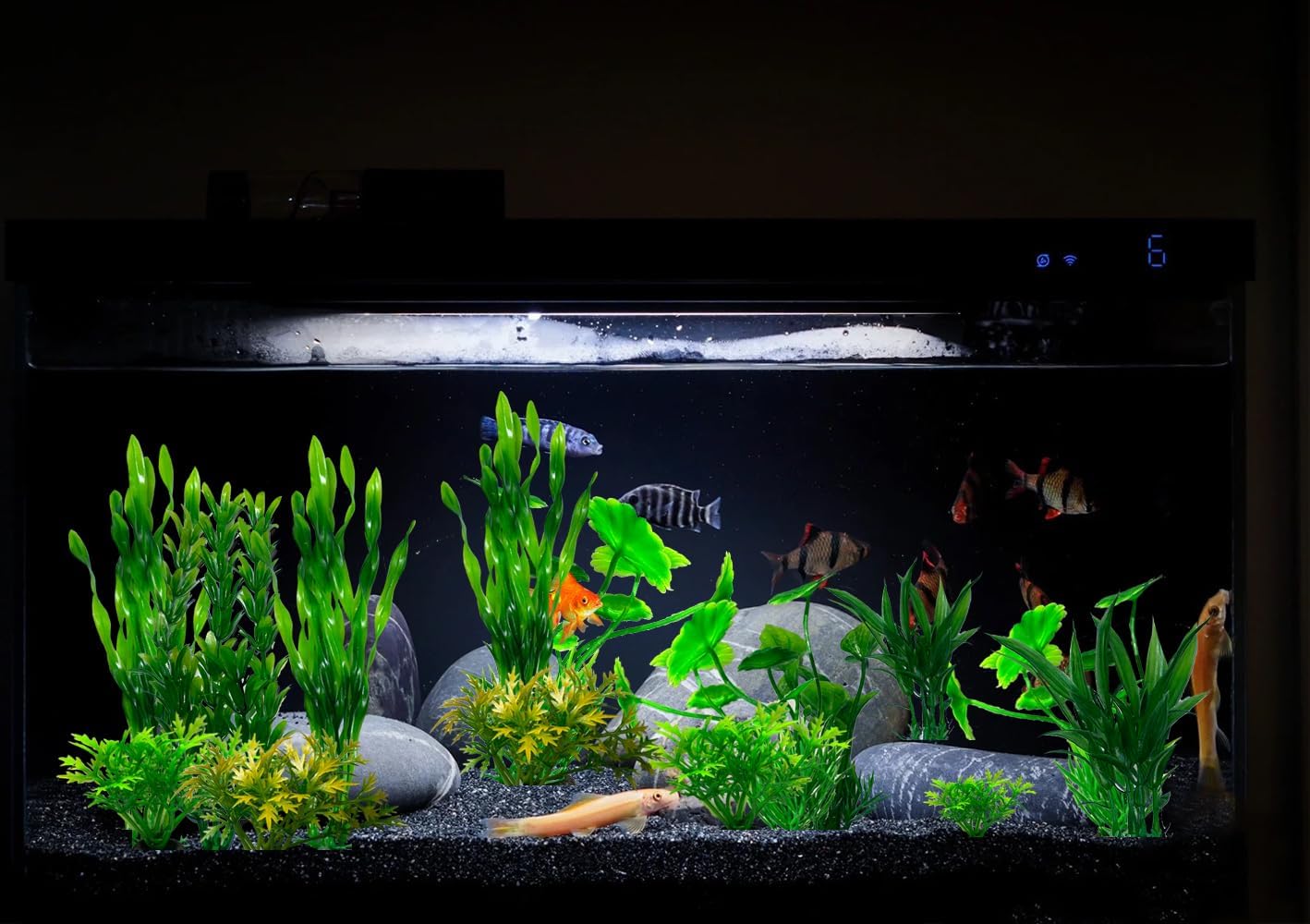 Artificial Green Plastic Plants Aquarium Decor Set