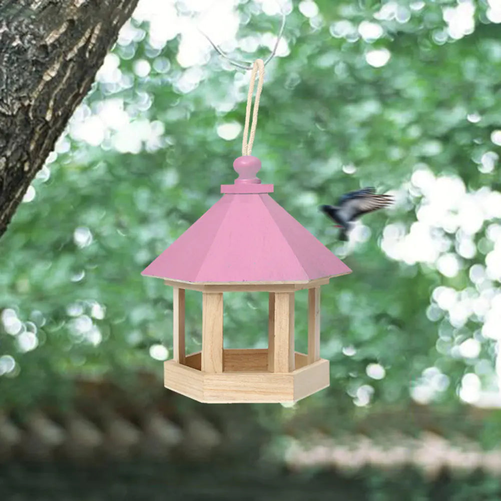 Wooden Bird Feeder & Water Dispenser