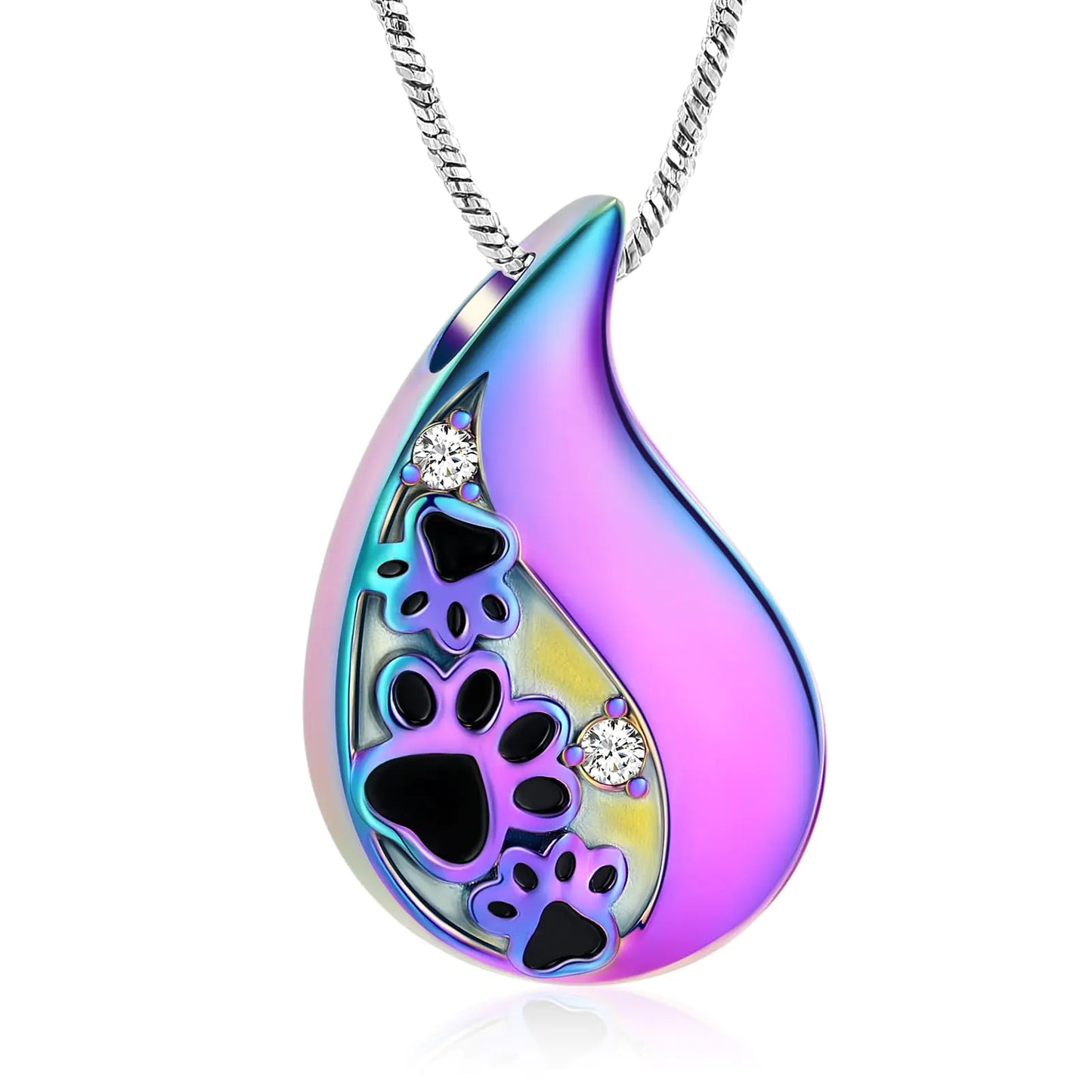 Pet Paw Print Teardrop Urn Necklace
