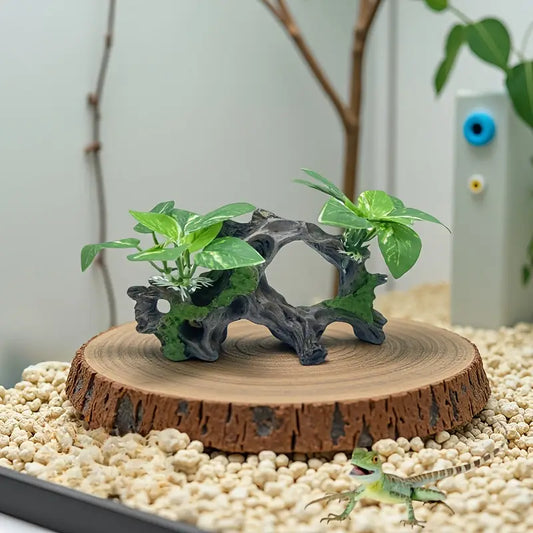 Artifical Driftwood Cave Fish Tank Plants