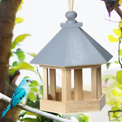 Wooden Bird Feeder & Water Dispenser
