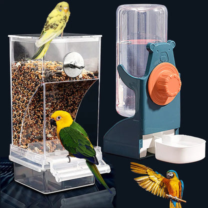 Automatic Parrot Feeder Cage Water Dispenser Set